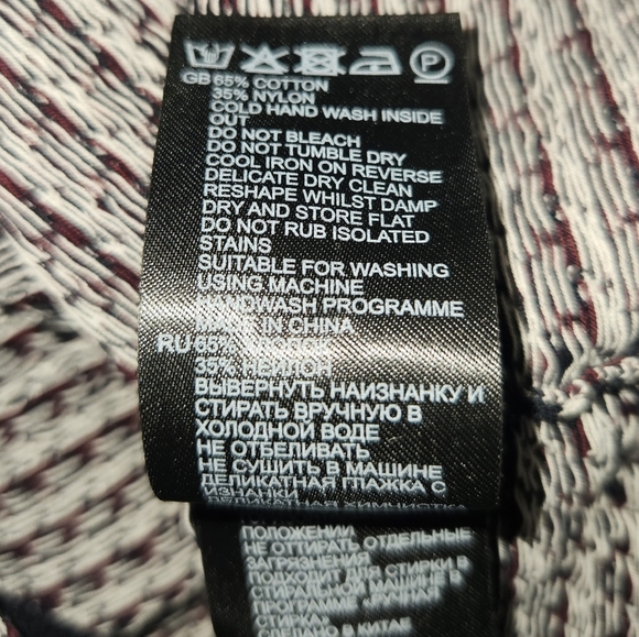 Reiss mens red black cream knit crewneck sweater size xl cotton blend - Picture 5 of 5